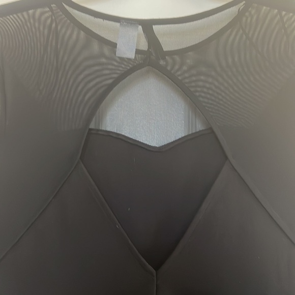 A Black with Floral deco mini dress in Mesh top and sleeves❤️ - Picture 3 of 7